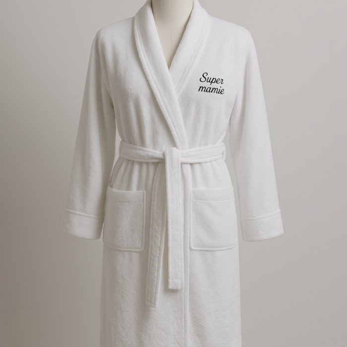 Peignoir éponge personnalisé Super mamie