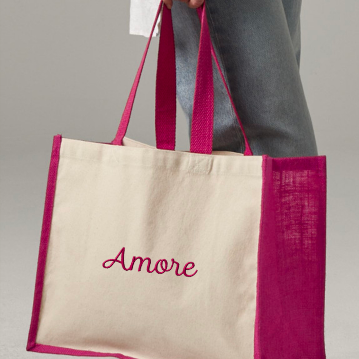 Sac toile de jute couleur_WM422_Madre script