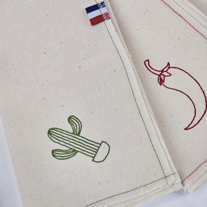 Serviette de table en lin Cactus_Piment 2
