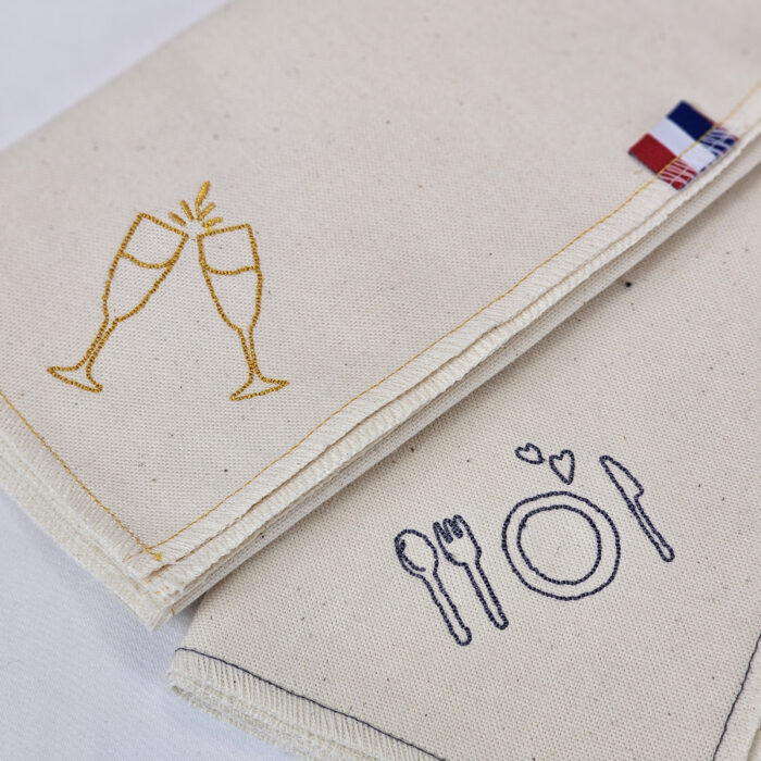 Serviette de table en lin Couvert_Flute de champagne 2