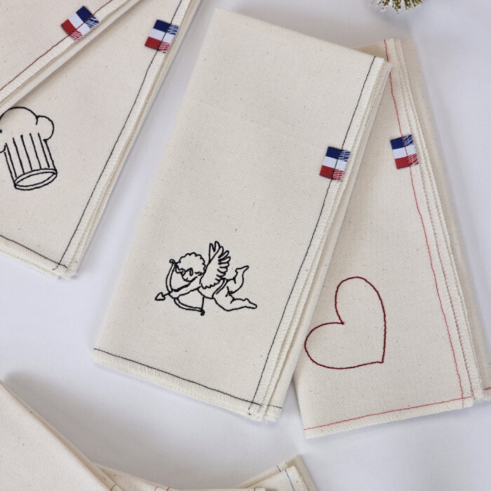 Serviette de table en lin Cupidon_Coeur