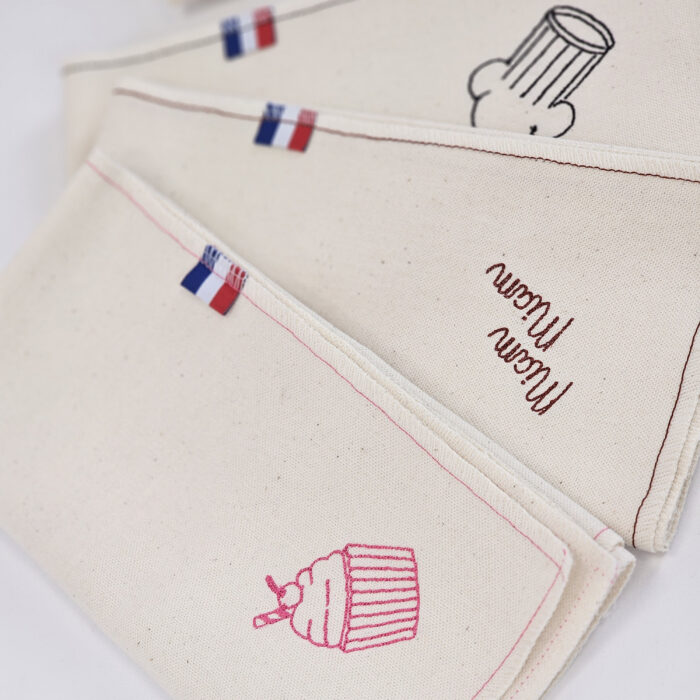 Serviette de table en lin Gâteau_ Miam miam_ Toque 2