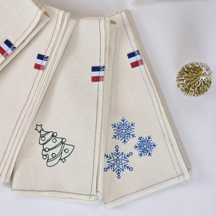 Serviette de table en lin Sapin_Flocon