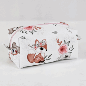 Trousse de toilette bébé "Renard et rose"