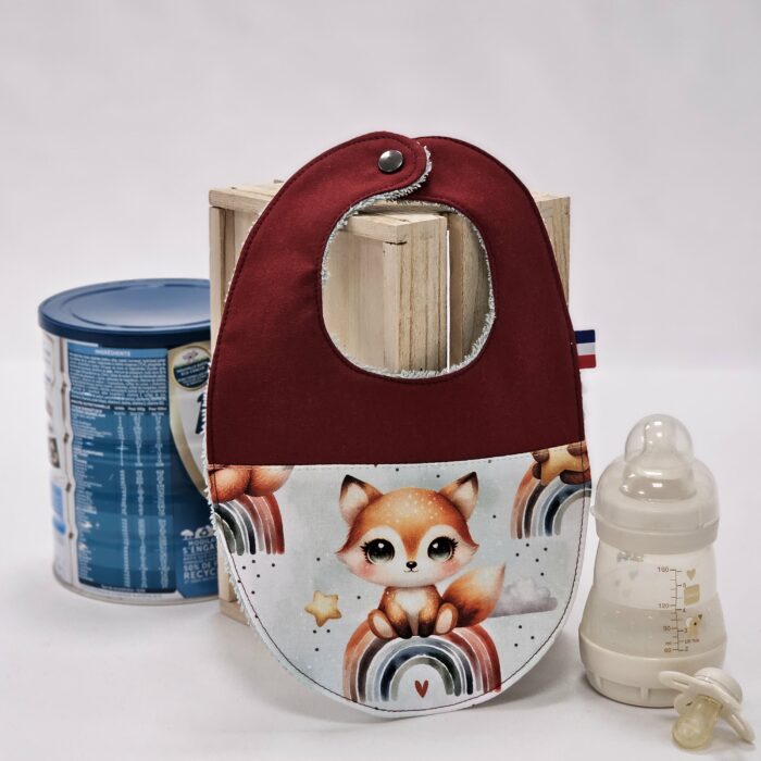 Bavoir bébé Renard arc en ciel