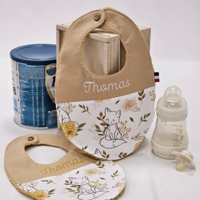Bavoir bébé Renard fleur