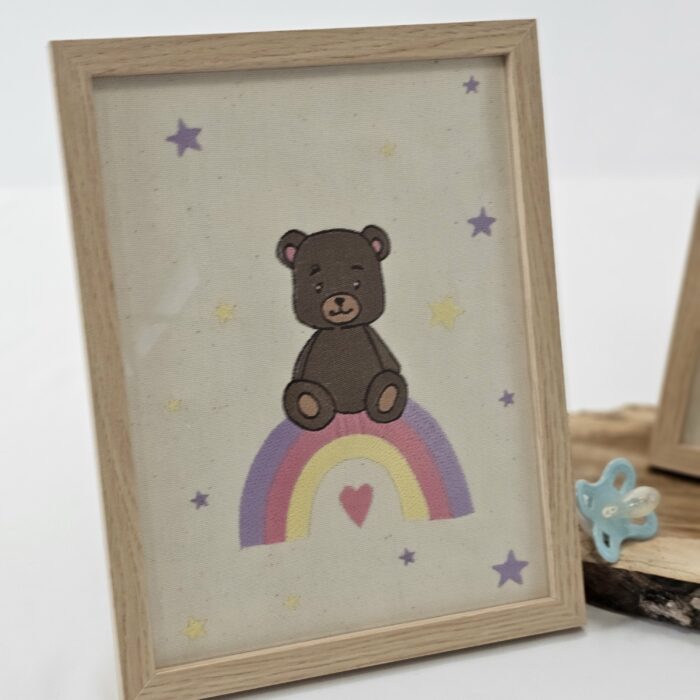 Cadre enfant personnalisé ourson arc en ciel