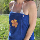Paréo de bain bleu roy_ fleur hibiscus 2