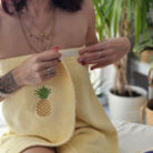 Paréo de bain jaune pâle_ Ananas 3