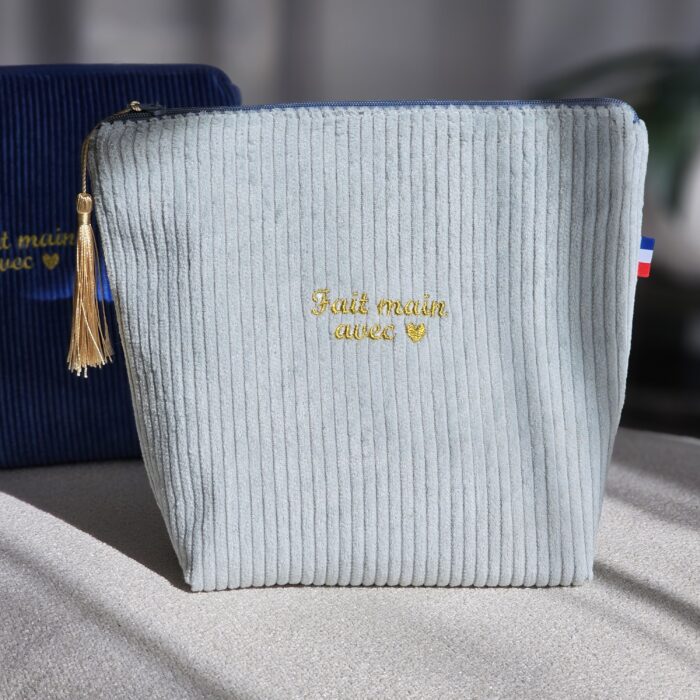 Pochette velour_ Bleu