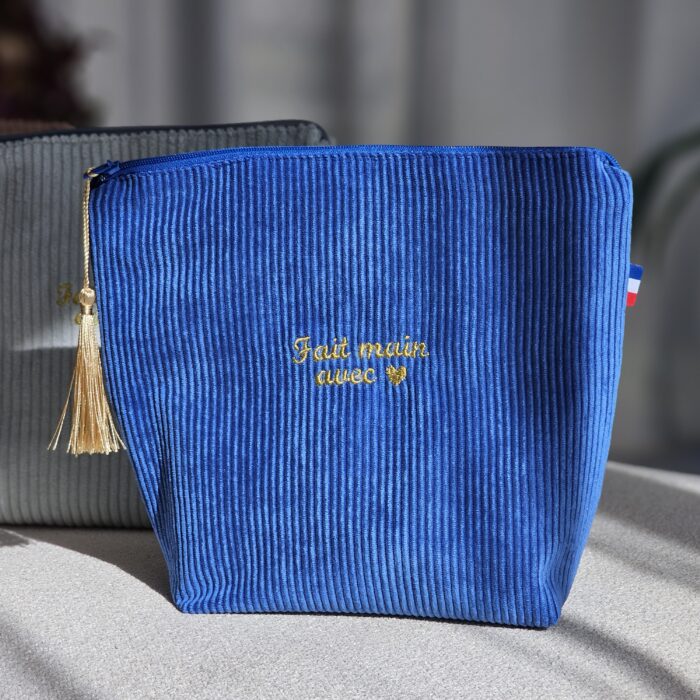 Pochette velour_ Bleu Roi