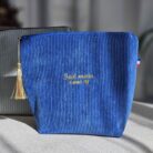 Pochette velour_ Bleu Roi