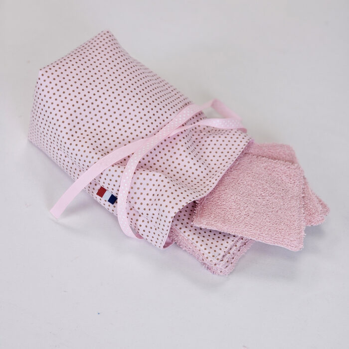 Pochette+10 cotons _Rose a pois et Fleurie Pochette+10 cotons _Rose a pois et Fleurie