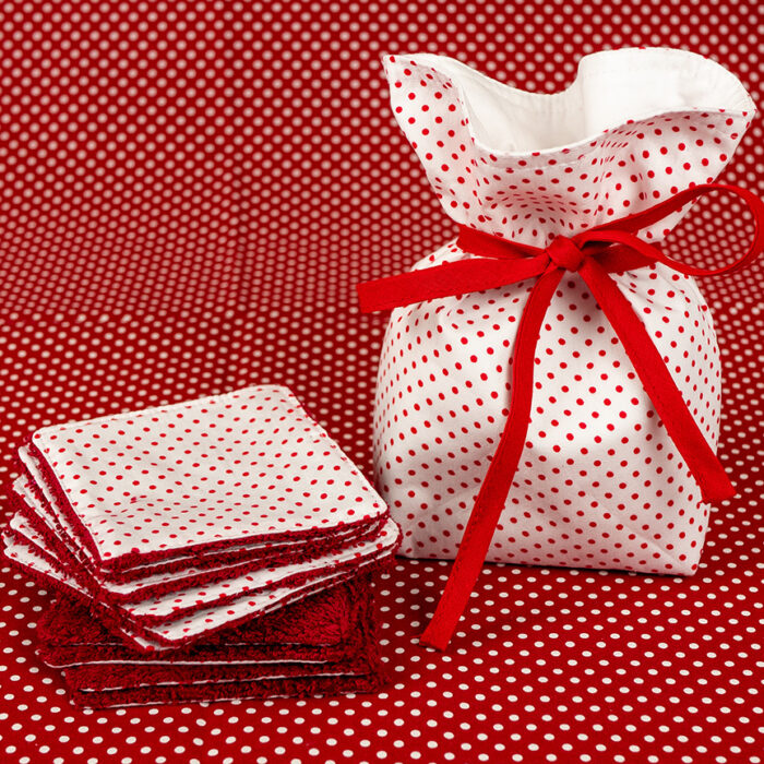 Pochette+10 cotons _Rouge a pois Pochette+10 cotons _Rouge a pois