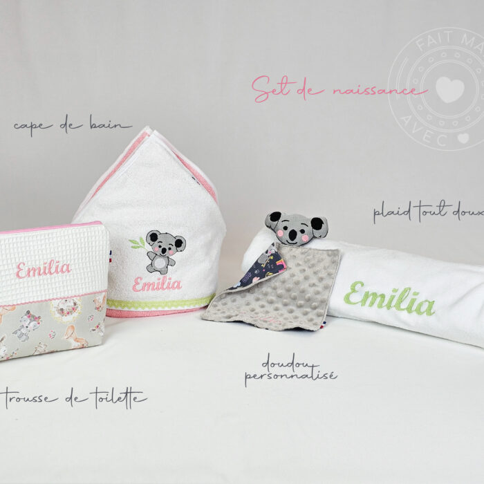 Set de naissance koala broderie personnalisée 1