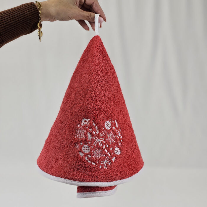 Torchon Rouge _Blanc_ Coeur Noël