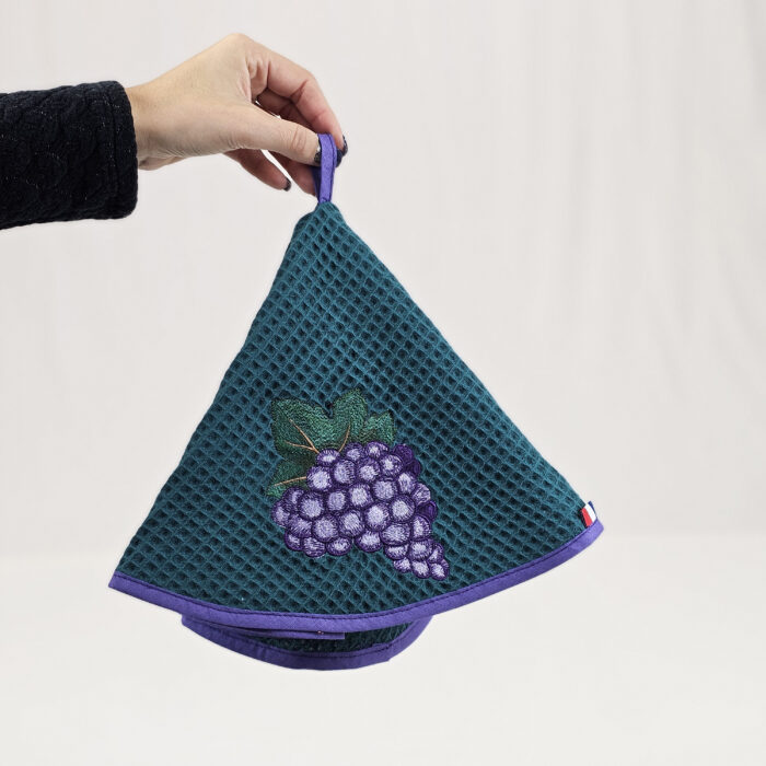 Torchon nid d'abeille Bleu canard_Violet_Raisin