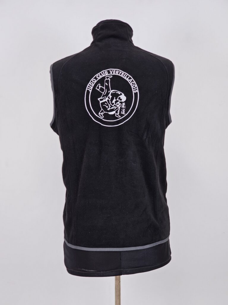 Veste polaire sans manches noire personnalisée avec broderie logo au dos