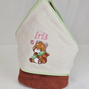 Cape de bain personnalisable Panda Roux
