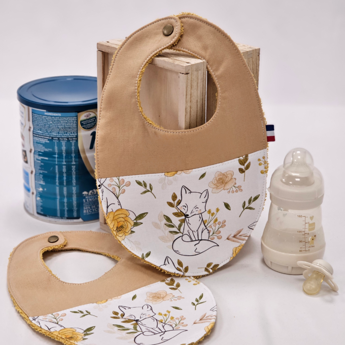 Bavoir bébé Renard fleur