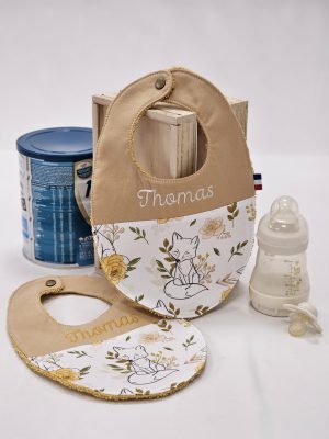 Bavoir bébé Renard fleur